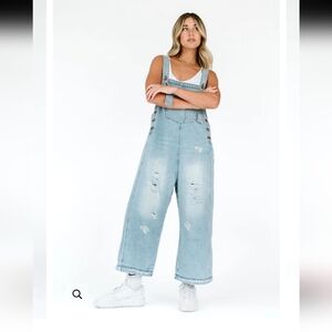 Frankie denim NEW distressed Overalls lightwash medium
